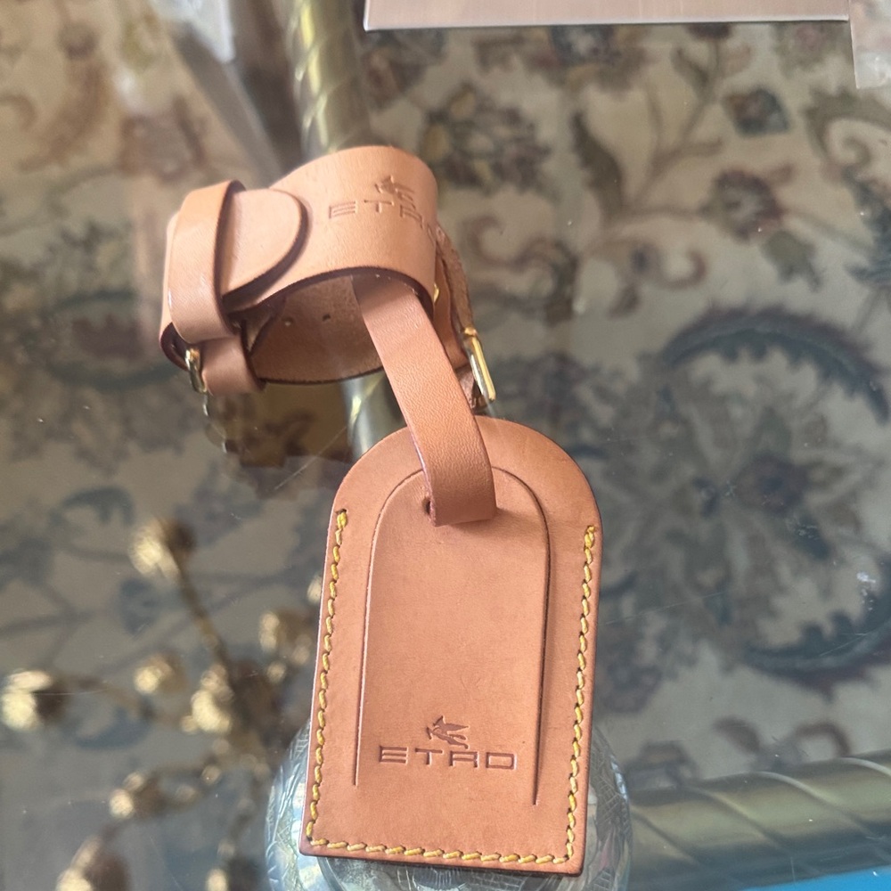 Etro Brown Leather Travel Tag
